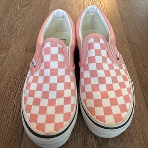 Vans Kids Pink and White Checkered Slip-On Sneakers